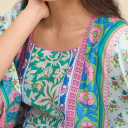 The Kaftan Company Pink Regular Fit Printed Kaftan Night Dress image 5