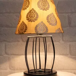 Homesake 'Modern' Beige & Black Metal Table Lamp with Cage Base - Set of 1 image 5
