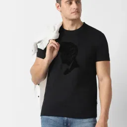 Van Heusen Black Cotton Regular Fit Graphic Print T-Shirt-picture-10