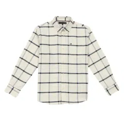 Tommy Hilfiger Kids Cream Cotton Regular Fit Checks Shirt-image-81