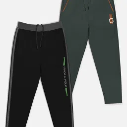 HELLCAT Dark Grey & Black Solid Trackpants (Pack Of 2) image 1