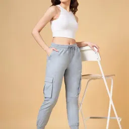 YU by Pantaloons Blue Mid Rise Joggers image 5