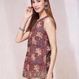 Fabindia Maroon Cotton Printed A Line Short Kurti image 3