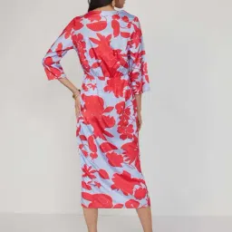 Pinacolada Blue & Red Regular Fit Printed Dress image 2