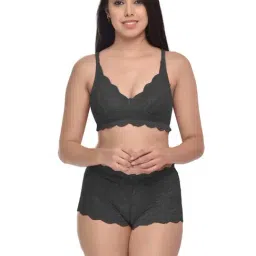 AROUSY Pink & Black Self Pattern Bras & Panties Set - Pack Of 2 image 5