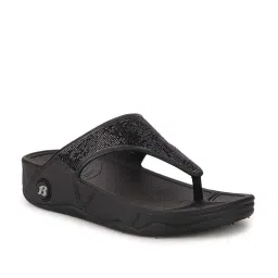 Bata Women's Black Thong Wedges image 2