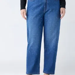 Gia by Westside Dark Blue Embellished High-Rise Jeans-image-73