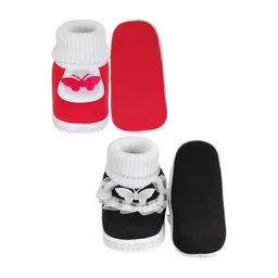 NESKA MODA 3 To 12 Month Cotton Baby Booty 2 Pair Combo Skin Friendly Soft Frill Butterfly Booties image 4