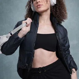 The Roadster Lifestyle Co. Women Windcheater & Water Resistant Crop Padded Jacket-image-10