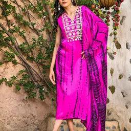 FASHOR Print Crepe Kaftan Midi Dress-picture-11