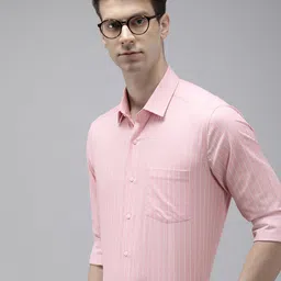Arrow Manhattan Slim Fit Striped Pure Cotton Formal Shirt-image-96