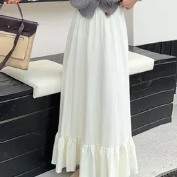 StyleCast Women Solid Ruffles A-Line Maxi Skirt-picture-15