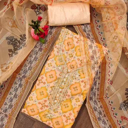 Rangtulika Ethnics Embroidered Organza Unstitched Dress Material-picture-17