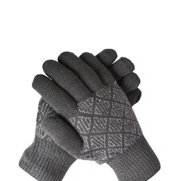 LOOM LEGACY Men Checked Acrylic Winter Gloves image 3
