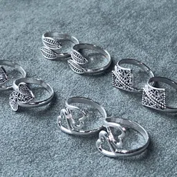 kp jewels Women & Girls Metal Fancy Glossy finish Toe Ring Adjustable Bichiya/Leg Finger Ring-Combo-4 (A_C_P_110836_Silver) image 4