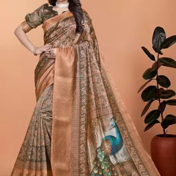 clotheva Women Ethnic Motifs Woven Design Saree-image-68