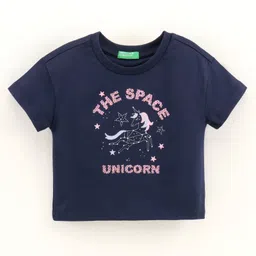 UCB Short Sleeves Top Unicorn Print - Navy Blue-picture-24