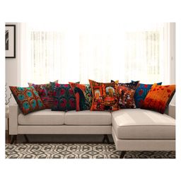 SEJ by Nisha Gupta Abstract Premium 16 by 16 Cushion Covers Set of 8 - Multicolor-picture-22