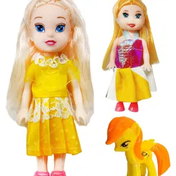 FunBlast Realistic Dolls with Unicorn Horse for Girls  Pack of 3 Dress Color May vary-picture-13