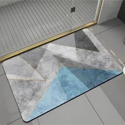 SYGA Non-Slip Coastal Wave Diatom Bathroom & Door Mat Abstract Blue & Beige Design, Fast-Dry & Anti-Slip Surface-picture-14
