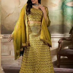 Kvsfab Embroidered Sequinned Semi-Stitched Lehenga & Blouse With Dupatta-picture-22