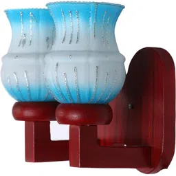 1ST TIME Blue & White Printed Wood Traditional Rectangle Shaped Wall Lamp image 5