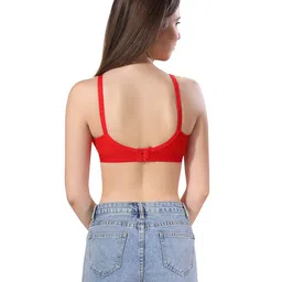 Fabme Cotton Sleeveless Solid Non Padded Maternity Nursing Bra - Red image 3