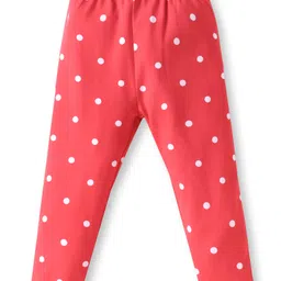 Babyhug Cotton Lycra Full Length Skinny Fit Leggings with Stretch Floral Heart & Polka Dot Print Pack of 3 - Navy & Red image 2