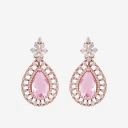 Kushal's Fashion Jewellery Rose Gold Plated Cubic Zirconia Studded Jewellery Set image 3