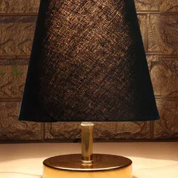 Devansh Black cotton Round Metal Gold Table Lamp image 3