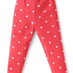 Babyhug Cotton Lycra Full Length Skinny Fit Leggings with Stretch Floral Heart & Polka Dot Print Pack of 3 - Navy & Red image 3