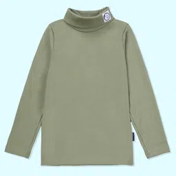 Kiddopanti Cotton Lycra Knit Pack Of 2 Full Sleeves Smiley Patch Detailed Skivi Tees - Light Green & Mustard image 4