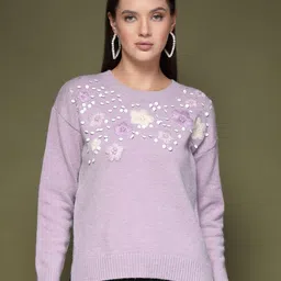 Mafadeny Women Floral Embroidered Sweater-picture-13