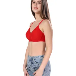 Fabme Cotton Sleeveless Solid Non Padded Maternity Nursing Bra - Red image 5