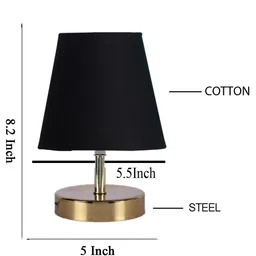 Devansh Black cotton Round Metal Gold Table Lamp image 4