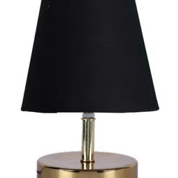 Devansh Black cotton Round Metal Gold Table Lamp image 5