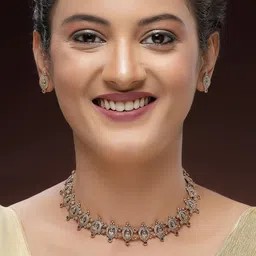 KARATCART Gold-Plated Stone Studded Goddess Laxmi Mata Coin Temple Jewellery Set image 3