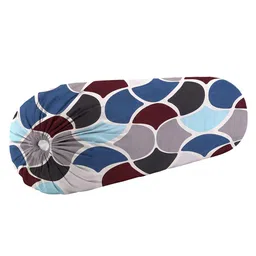 AEROHAVEN Set of 6 Blue & Brown Geometric Printed Glace Cotton 210 TC Diwan Set image 3