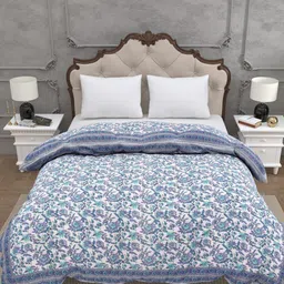 JAIPUR FABRIC Blue & White Floral Heavy Winter 300 GSM Comforter image 3