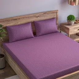Trance Home Linen Purple Geometric 300 TC King Bedsheet with 2 Pillow Covers-picture-24