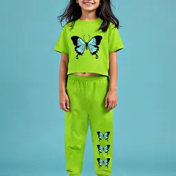 HERE&NOW Girls Printed Short Sleeves T-shirt With Joggers-picture-36