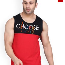 SLOWLORIS Pack Of 2 Printed Round Neck Bio-Wash Cotton Gym Vests-picture-49