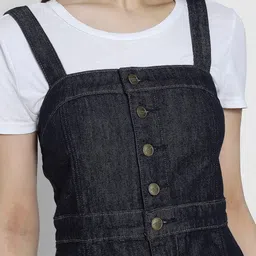 AMERICAN EAGLE OUTFITTERS Women Denim Pinafore Midi Dress With Pocket Detailing image 4