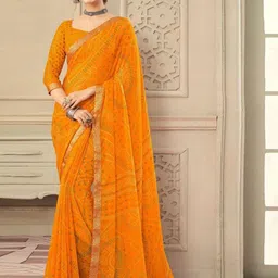 Styleveda Printed Zari Pure Georgette Bandhani Saree-image-57