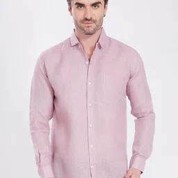 THE BEETEL HOUSE Men Solid Spread Collar Linen Casual Shirt-image-88