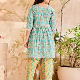 BAESD Girls Ethnic Motifs Printed Regular Pure Cotton Kurta Set-picture-19