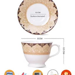 UPC Set of 6 Pieces Ceramic Cups & Saucer image 2