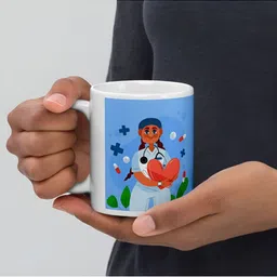 Mr UVD White & Blue Graphic Printed Ceramic Glossy Mug 350 ml image 4