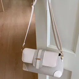 StyleCast Women Textured Oversized Stylish Sling Bag with Buckle Detail-picture-56