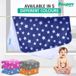 Bumpers the baby co. Navy Blue & White Set of 2 Geometric Fleece 350 GSM Blanket image 3